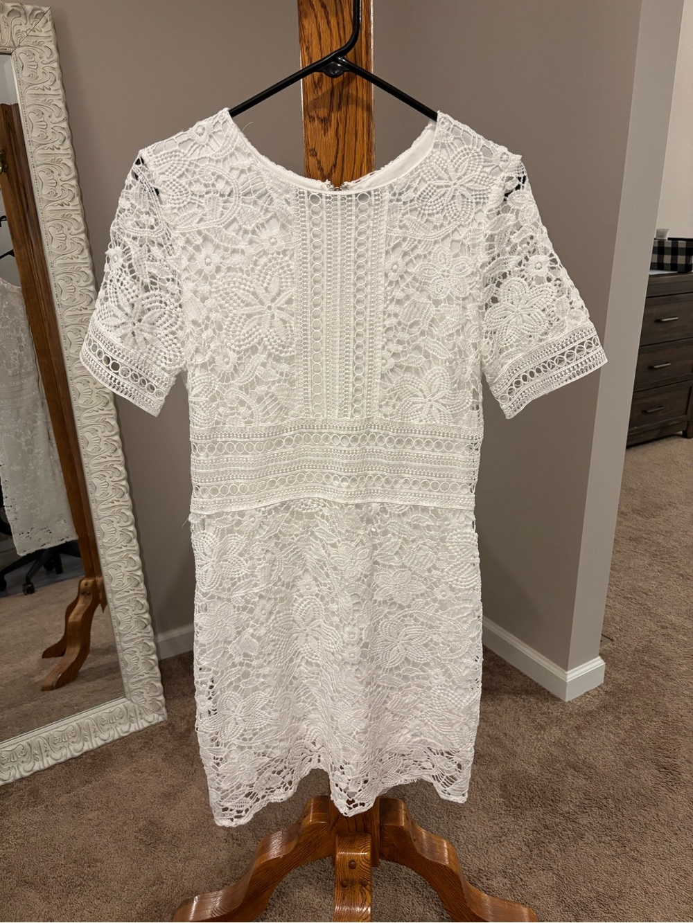 She + Sky White Crochet Lace Mini Dress